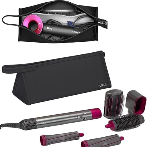DXIA Waterproof Hairdryer Dryer Storage Bag, Hairdryer PU Leather Case Portable Travel Sleeve Bag, Organizer Portable Dustproof Storage Bag Travel Case, for Dyson Supersonic Hair Dryer (Pure Black)