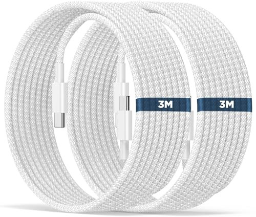 𝟮𝗣𝗮𝗰𝗸 USB C to C Charging Cable Certified, [3M+3M] 60W Braided Fast USB C Charger Cord Long for Apple iPhone 15 Pro Max/15 Plus/15 Pro, MacBook Pro 2021/20/19/18,iPad 12.9/11 inch/Mini/Air 5/4