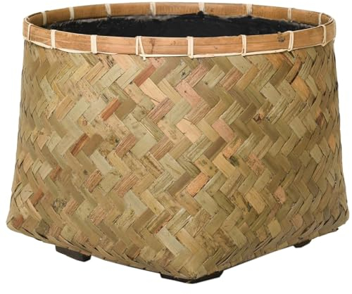 VIVANNO Pflanzkübel Pflanztopf Bambus Fiberzement CISTELLA Natur 37x29 cm