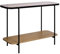sweeek - Console Vintage en métal Noir avec 2 Plateaux (Verre et décor Bois). Bords arrondis