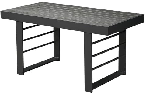 LANOX Gartentisch Esstisch aus Aluminum mit WPC-Tischplatte,130 x 66 x 66 cm,Balkontisch Terrassentisch für Garten, Lounge, Sitzgruppe, wetterfest, Grau