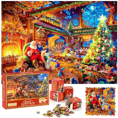 2024 Advent Calendar Christmas Jigsaw Puzzle,24 Days Santa Countdown Advent Calendar Puzzles,1008 Pieces of Christmas Puzzles 24 Boxes,for Christmas Countdown Activity and Home Decoration