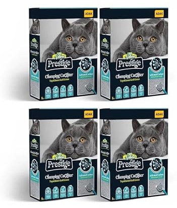 Prestige Katzenstreu Klumpstreu mit Aktivkohle Kohlenstoff Carbon staubarm 4X 6 Liter (24 Liter)