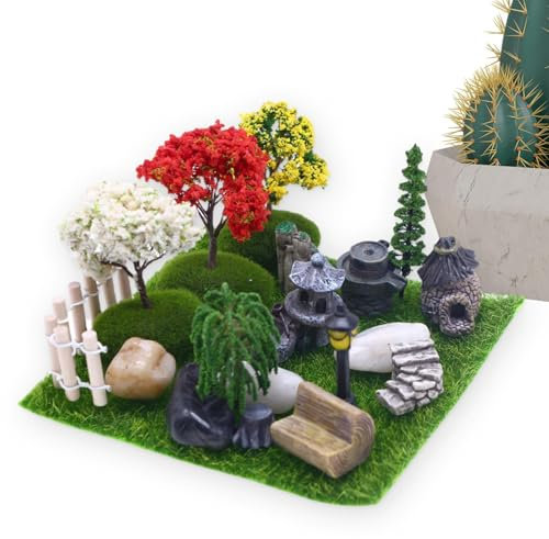 Wezalget Feengarten-Set, Feenhaus-Zubehör, Miniatur-Figuren, Kunstrasen, Outdoor-Statuen, Feengarten-Figuren für Gartendekoration, Feengarten oder Tischplatte