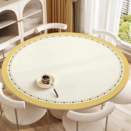 GIBZ Schreibtischunterlage Rund Esstisch Schreibunterlage 5mm Unterlage Schreibtisch Einfach Wasserdicht Rutschfest Gelb 200x200cm