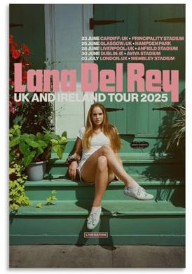 aizhimi Lana Poster Del Rey 2025 Tour-Musikposter für Zimmer, ästhetische Leinwand, Wandkunst, Schlafzimmerdekoration, 30 x 45 cm