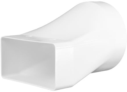 Flachkanal 204x60mm Umlenkstück auf Rundrohr 100mm 125mm 150mm | Übergangsstück | Verbinder | Abluftkanal | Flachkanal Adapter | Luftkanal Verbindungsstück (Übergang 204x60mm auf 125mm rund (gerade))