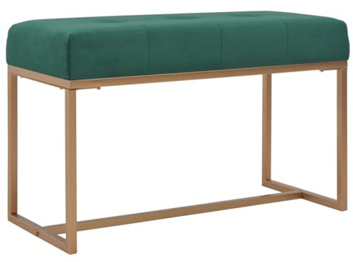 CINDERFUL Bank 80 cm Grün Samt,Grünfarbene Samtbank mit Eisenrahmen Gemütliche Flurbank für Wohnzimmer und Lounge Sitzbänke