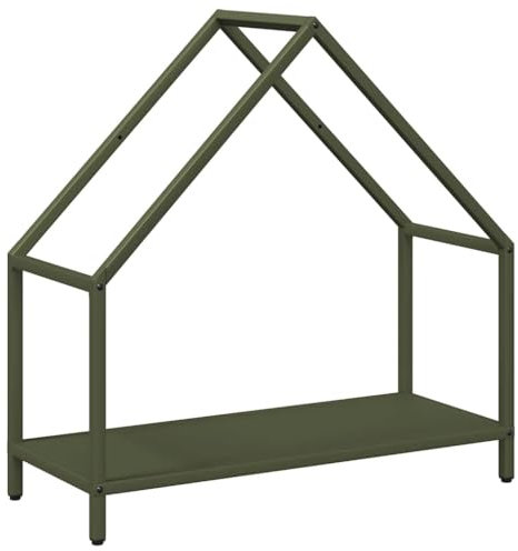 vidaXL firewood rack/log holder - olive green - cold-rolled steel - indoor/outdoor wood storage - 60x25x60 cm - 100 kg capacity