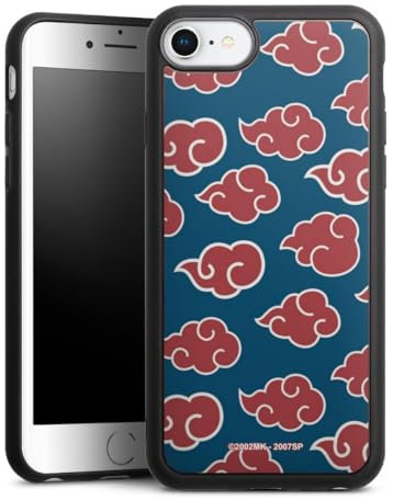 Holz Case kompatibel mit Apple iPhone 8 Walnuss Handyhülle Echtholz Hülle Naruto Shippuden Offizielles Lizenzprodukt Akatsuki