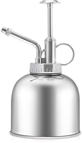 Gießkanne Klein, Sprühflasche Pflanzen 300ml, Edelstahl Pflanzenzerstäuber, Vintage Pflanzensprüher mit Pumpe, Gießkanne Dekorative Retro, für Innen Außenbereich Pflanze Sukkulenten Blumen Setzlinge