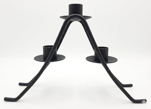 3 Flame Wrought Iron Candelabra Pyramid Design Black Classic Style