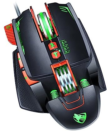 Hemobllo Ratón Mecánico Gaming USB Ratón Luminous Ergonómico para Pc y Portátil Accesorio Informático Estiloso para Oficina y Hogar Negro