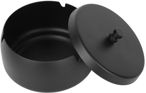 QOEOTUY Cendrier Extérieur avec Couvercle, Anti-Odeur et Coupe-Vent, Cendrier en Acier Inoxydable pour Maison, Bureau, Balcon et Jardin (Grand)