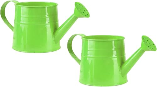 Gießkanne Klein Zimmerpflanzen 1L Kleine Gießkanne Metall Blumentopf Giesskanne Garten Balkon Watering Can Kieskanne Vintage Blumengießkanne Pflanzengießkanne Gartenwerkzeug (2PC/Grün)