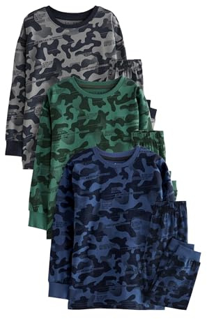 NEXT Jungen 3er-Pack Schlafanzüge mit Langen Ärmeln Grey/Blue/Green Camouflage 176