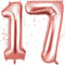 OFFCUP Ballon d'Anniversaire 17 Ans Or Rose, Foil Ballon Numéro Chiffre 101cm, Gonflable Hélium, Deco Anniversaire 17 Ans Grand Ballons pour Fête Party Mariage