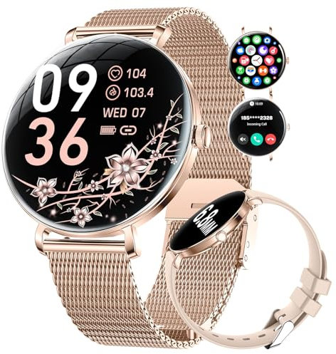 LIGE Montre Connectée Femme,1,43'' AMOLED Smartwatch avec 2 Bracelets/Appel/Fonction Féminine/Fréquence Cardiaque/Sommeil, Etanche IP68 100+ Sportifs pour Android iOS