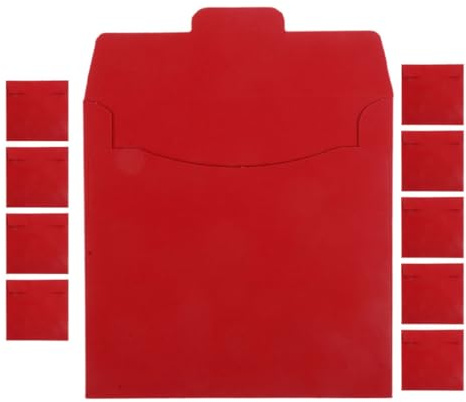HOUDERCO CD Hüllen aus Papier, 10 Stück, Rot, für DVD und Discs | Leichte Aufbewahrungslösung, zum Verpacken von Datenträgern und Werbematerial, Kompakte Nachfüllhüllen