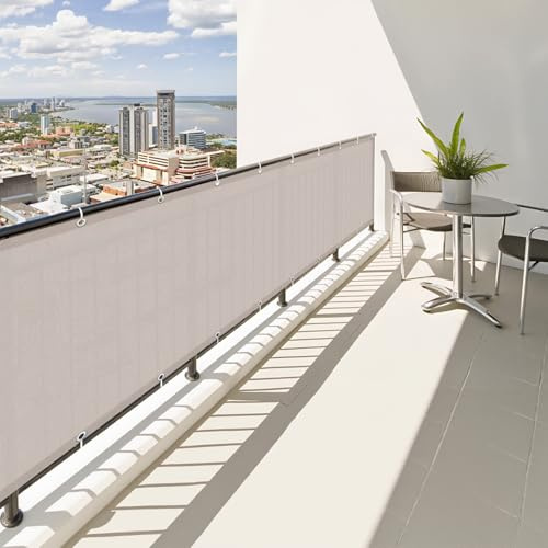 SUNNY GUARD Balkon Sichtschutz Wetterfest 70x500cm Balkonverkleidung Balkonabdeckung Balkonumspannung UV-Schutz Windschutz mit Kabelbinder,Dunkler Taupe