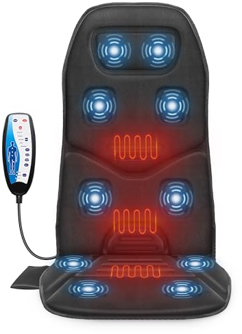 COMFIER Massagesitzauflage, Rückenmassagegerät mit Wärme, 10 Vibrationsmotoren Massageauflage mit Vibration für Rücken und Nacken,Stuhlmassagegerät für Büro/Haus