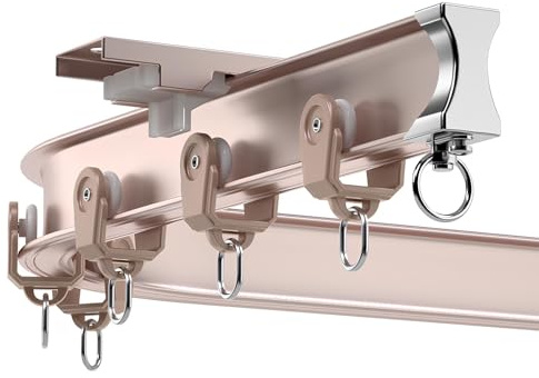 ZCFLWR Tringle à Rideau de Plafond Flexible et Pliable, Rail de Douche Mural Robuste, Tringle à Rideau de Plafond Flexible en Aluminium, pour Baie vitrée, tringles à Rideaux (Or Rose, 240 cm/7,8 pi