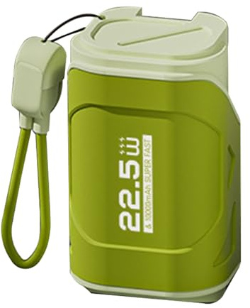 Batterie Externe 10000mAh Power Bank avec Prise Murale AC et câble intégré - Charge Rapide 22.5W, compacte et Portable, idéale pour et iOS en déplacement (Vert Olive)