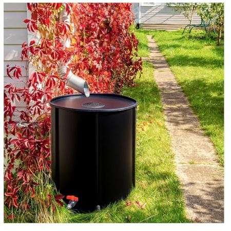 Faltbares Regentonne für den Garten, 500 l, tragbare Regenwassersammeltonne mit Volumenmarke, umweltfreundliche schwarze Wasserspeicherlösung für Rasen im Freien