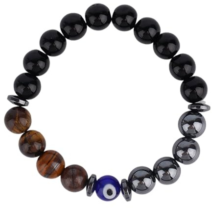 Mikovivi Evil Eye Armband, Dreifacher Schutz Perlenarmband mit Bösem Blick Blocker Negativer Energie Glücksbringer für Männer