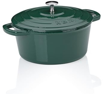 kela Cocotte en fonte ronde 3,8 l - Cocotte en fonte émaillée avec couvercle - Pour induction - Vert