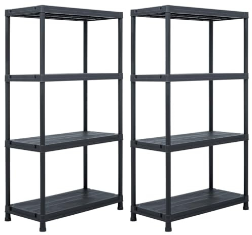 Les Étagère Du Sous-Sol Ont 4 Armoires, Les Armoires Sont Réglées Sur 2, Les Armoires Noires 60 x 30 x 138 cm En Plastique, Les Étagères De Stockage Sous-Sol, Garage, Salon, économiser De L'espace