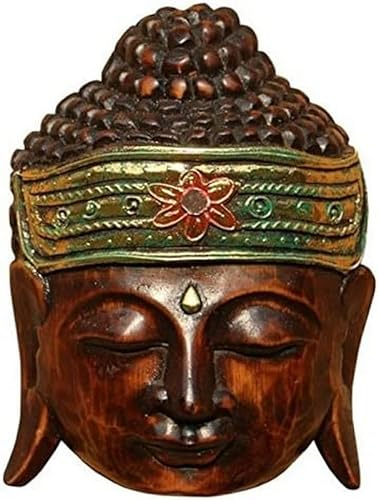 Wogeka Schöne 20 cm Buddha Holz Wandmaske Budda Maske 57