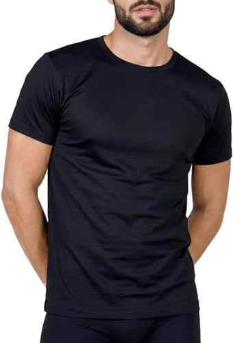 EGI Maglia Intima Uomo Mezza Manica in Cotone Filo di Scozia, T-Shirt Girocollo Traspirante Sottocamicia Elegante Estiva Anti-Sudore Made in Italy Art. 5321