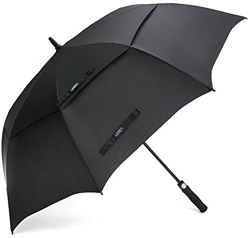 G4Free 47/54/58/62/68 Inch Automatic Open Golf Umbrella Extra Large Oversize Double Canopy Vented Windproof Waterproof Stick Umbrellas (Black, 68 inch)