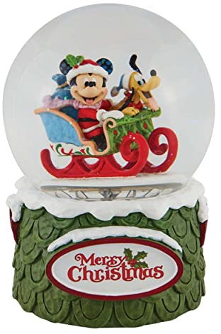 Enesco Disney Traditions Mickey und Pluto 120 Wasserball, 6.5 in H x 4.72 in W x 4.72 in L