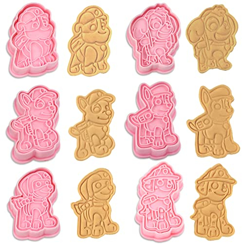 Anbobili 6 Stück Paw Dog Patrol Ausstechformen Weihnachten Set, 3D Ausstecher Set Ausstecher Kunststoff Keksausstecher 3D Ausstechformen, Kinder Keksausstecher Plastik für Keksteig, Fondant, Donut
