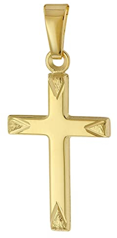 trendor Kreuz-Anhänger Gold 585/14 Karat für Damen, Herren, Kinder Goldanhänger, zeitloser Halsschmuck, elegante Geschenkidee, 51798