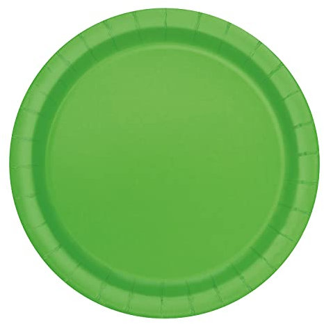 Trimming Shop Lot de 20 Assiettes à Dessert Rondes résistantes de 17,8 cm, Vert Citron, Assiettes jetables de 18 cm, Vaisselle en Papier