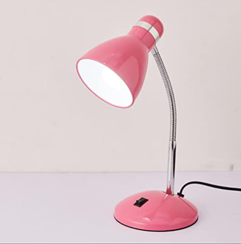 SXYSXYSXY Metall Schreibtischlampe Kinder Retro Tischlampe für E27 LED Glühbirne Verstellbare mit Schalter Augenfreundliche Leselampe Nachttischlampe für Kinder Arbeitszimmer Schlafzimmer,Rosa