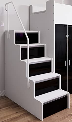 Marlux-Meble Treppe zum Hochbett Etagenbett JSM-4 Glanz mit 5 Schubladen