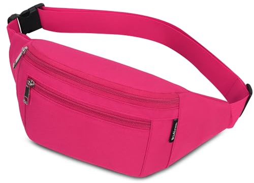 Sac Banane, Sac à la Taille Ceinture de Course Homme Femme Sac Sacoche Banane Sac à Dos Sac Poitrine Etanche Réglable pour Cyclisme Gym Balade Escalade Voyage Randonnée Vacances (Rose Rouge)