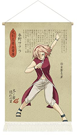 CosplayStudio Ninja Anime Rollbild/Kakemono aus Stoff | Anime Poster | 39x65cm | Motiv: Sakura Haruno