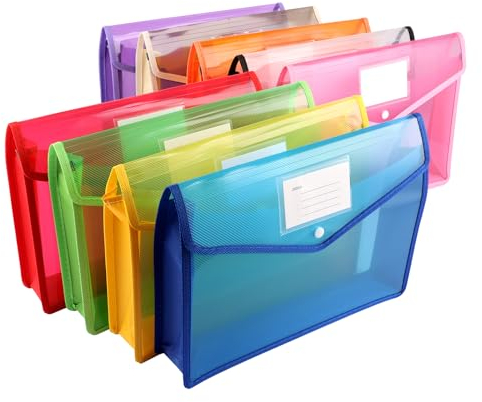 JMIATRY Lot de 9 Pochette Plastique A4, Porte Documents A4, Pochette Porte Document pour Fournitures Bureaux Voyage
