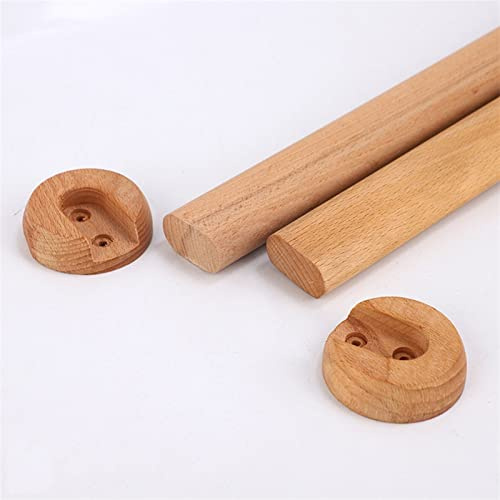 Kleiderstange, ovale Holzstange zum Aufhängen von Kleidung, Kleiderstange, poliertes Buchenholz, Kleiderstange mit Endstützen für Schrankaufbewahrung (Holzwachsöl, 40 cm)