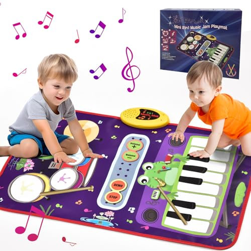 Toys for 3 4 5 6 Year Old Boys Girls, 2 in 1 Music Mat Gifts for Kids Toys 3-6 Year Old Girl Boys, Educational Music Instruments Birthday Gifts Present Early Education