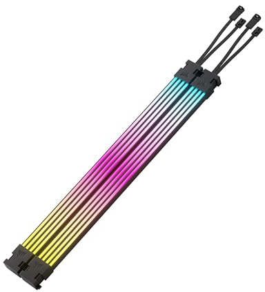 CORSAIR iCUE ARGB PSU Strisce di Cavo – 2x 200mm Strisce LED – 100 LED RGB per Striscia – Adatto a Qualsiasi Cavo Dell'Alimentatore – Controllo ARGB a 5 V Della Scheda Madre – Nero