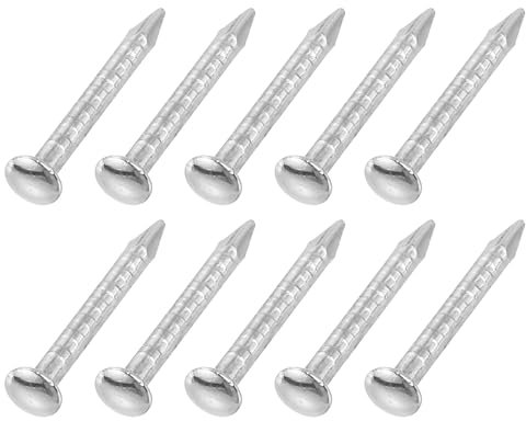sourcing map 200Pcs Small Hardware Nails, 1 x 10mm Carbon Steel Round Head Nail Common Finishing Nail for Household Woodworking Picture Hanging DIY Projects, Silver