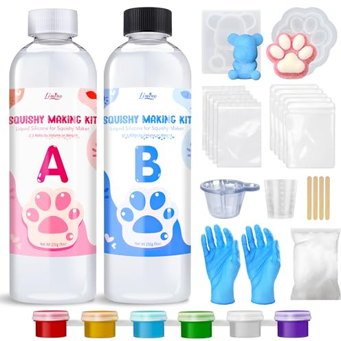 Flüssigsilikon für Taba Squishy Bastelset - 500g 1: 1 Verhältnis Gemischt Superweiches Silikongummi für den Squishy Maker, perfekte DIY Dekompressionsgeschenk Kit für Taba Squishy, ​ Beflockung Pfote