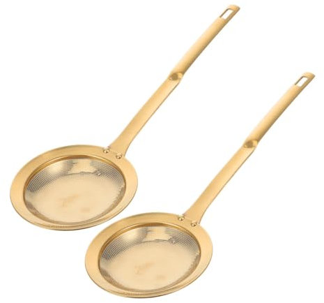 BUGUUYO 2 Cucharas Para Quitar Grasa De Cocina Con Malla Fina De Acero Inoxidable Colador De Aceite Para Freír Y Cocinar En Ollas Calientes Ideal Para Cocinar En Casa
