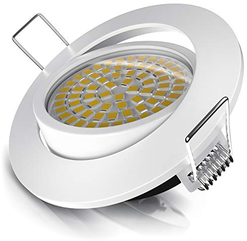 Brandson - 1x LED Deckenspot dimmbar und schwenkbar - Ultr Flache LED Spots Einbauleuchte - Einbauspot Deckenstrahler - Slim Aluminium Rahmen Edelstahl Optik - Abstrahlwinkel 120 Grad - 230V - weiß